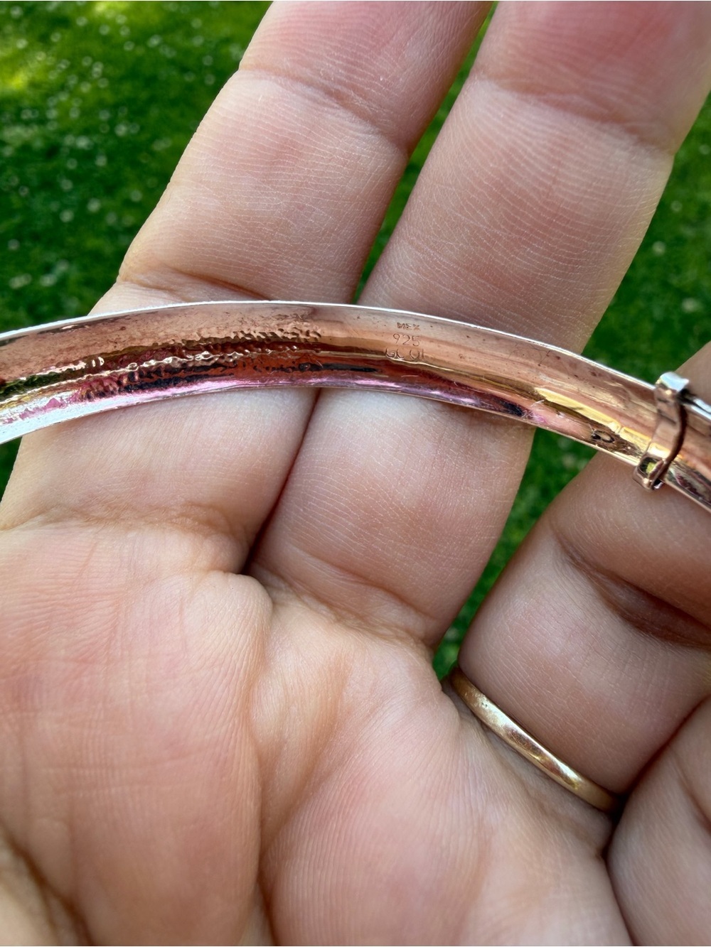 México 925 Sterling Silver Textured Bangle Bracelet View 6